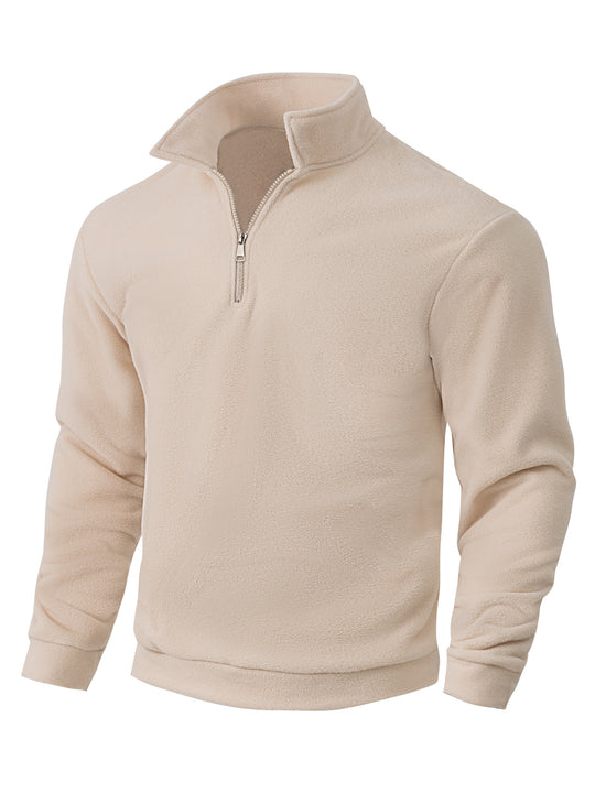 Herren Fleece-Halbzip-Pullover mit Stehkragen, weichem Teddy-Fleece und elastischen Bündchen Shop Nory