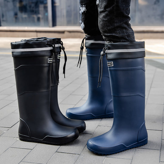Herren wasserdichte kniehohe Gummistiefel mit verstellbarem Schaftverschluss und rutschfester Profilsohle Shop Nory