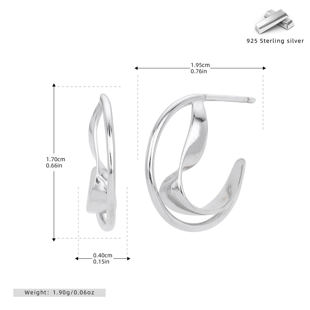 Damen Ohrhänger aus hochwertigem 925 Sterling Silber mit modernem geschwungenem Design Shop Nory