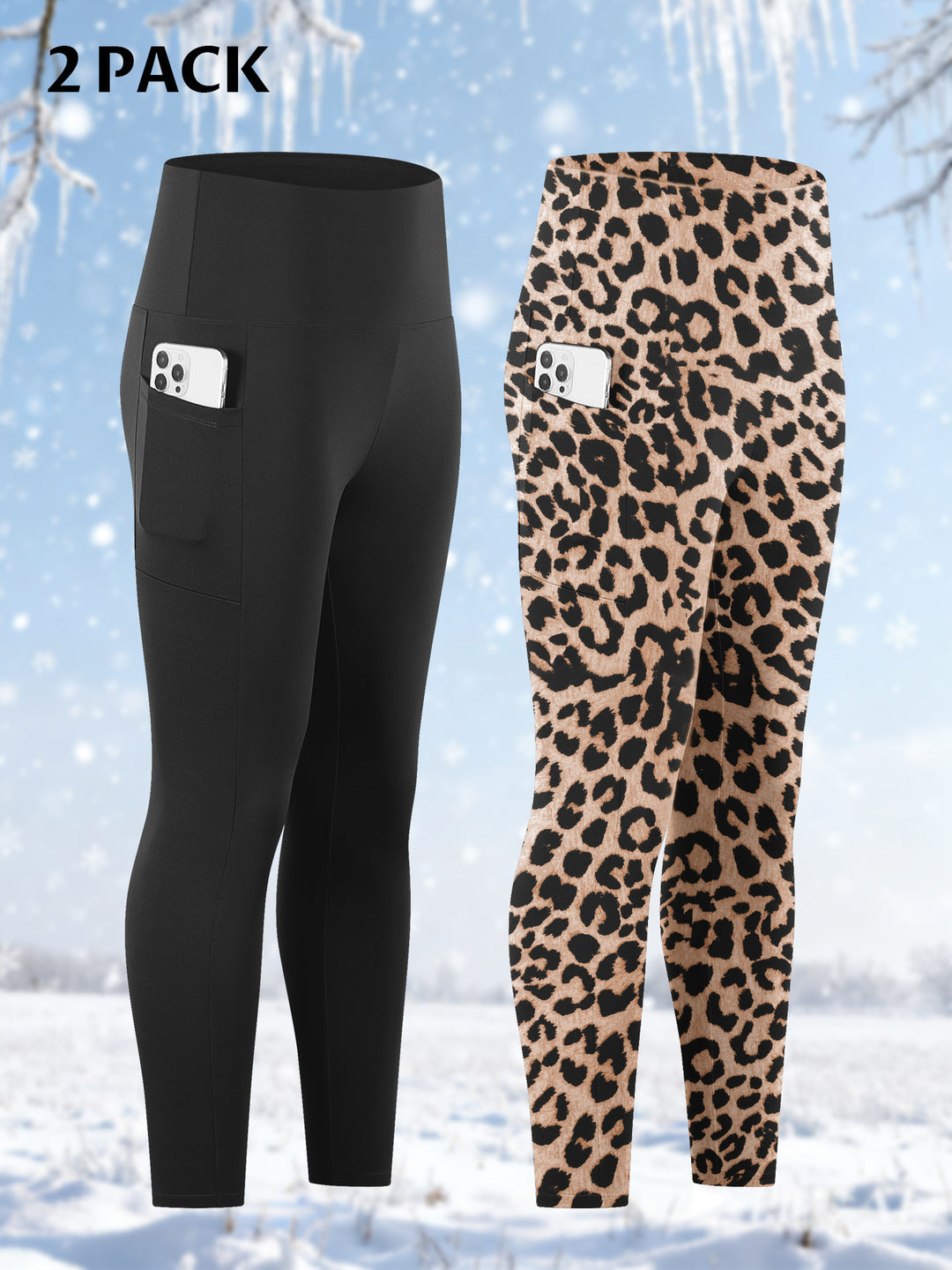 Damen Knöchelhohe Sportleggings mit hohem Bund und seitlicher Smartphone-Tasche Shopy Nory
