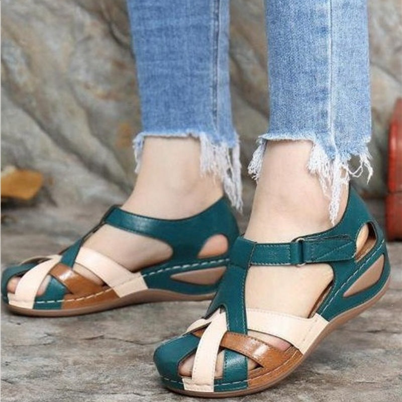 Damen Geschlossene Riemen-Sandalen mit gepolstertem Komfortfußbett und Klettverschluss Shop Nory