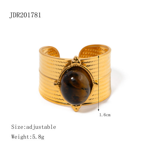 Damen Offenes Armband mit strukturiertem Design und hochwertigem Tigeraugen-Akzent Shop Nory