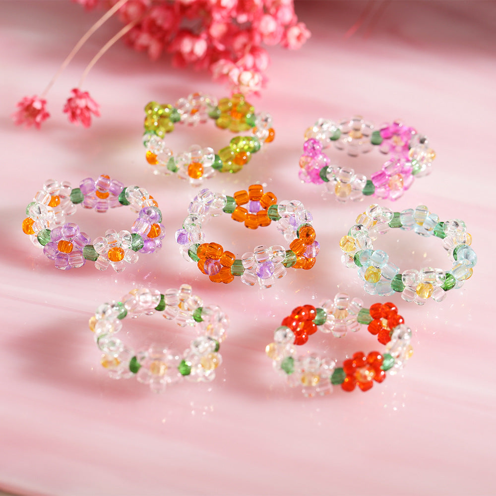 Damenring mit bunten Perlen und floralen Motiven Shop Nory
