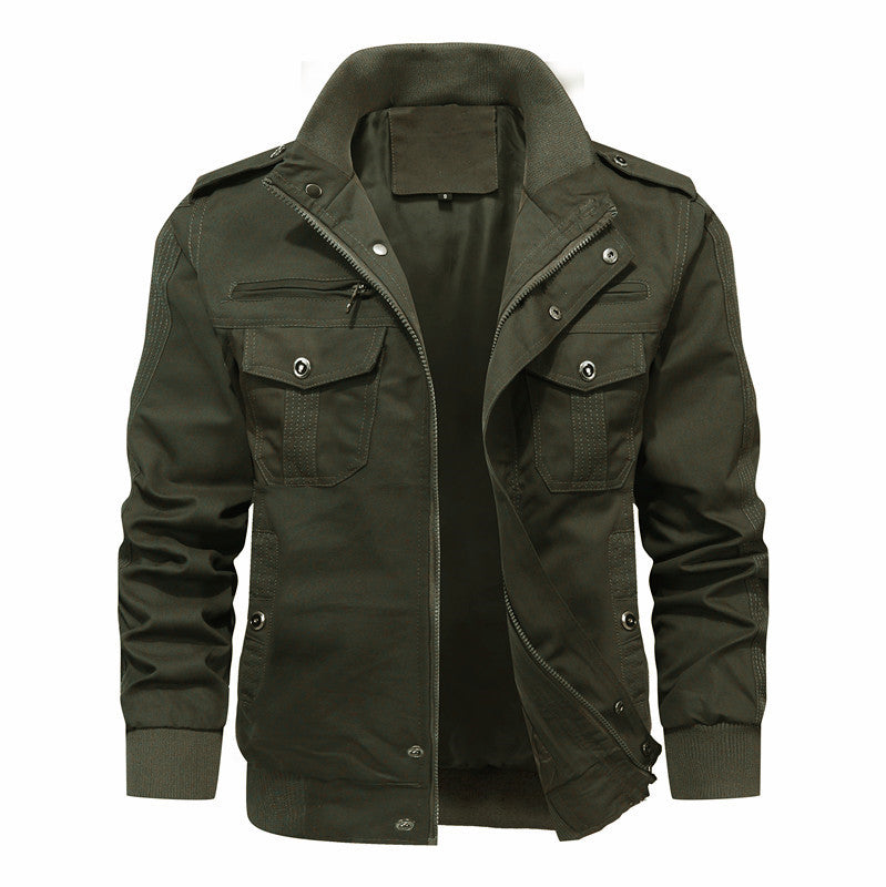 Herren Canvas-Fieldjacke mit Mehrfachtaschen, Stehkragen und Rippbündchen Shop Nory
