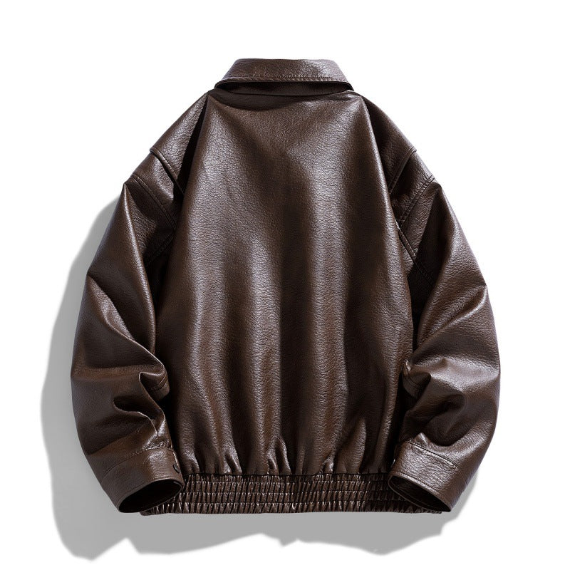 Herren Lässige Kunstlederjacke mit praktischen Taschen Shop Nory