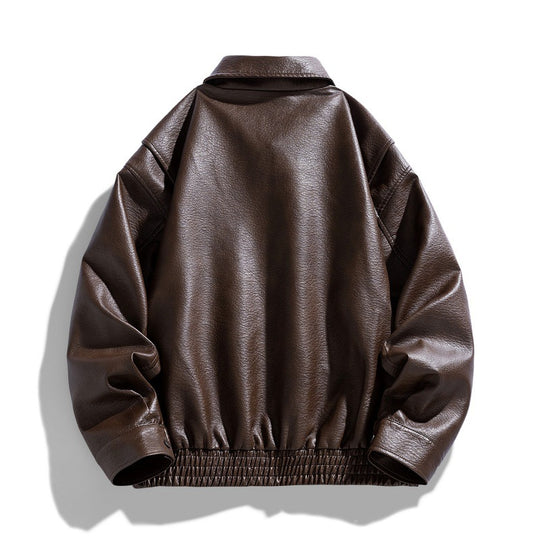 Herren Lässige Kunstlederjacke mit praktischen Taschen Shop Nory