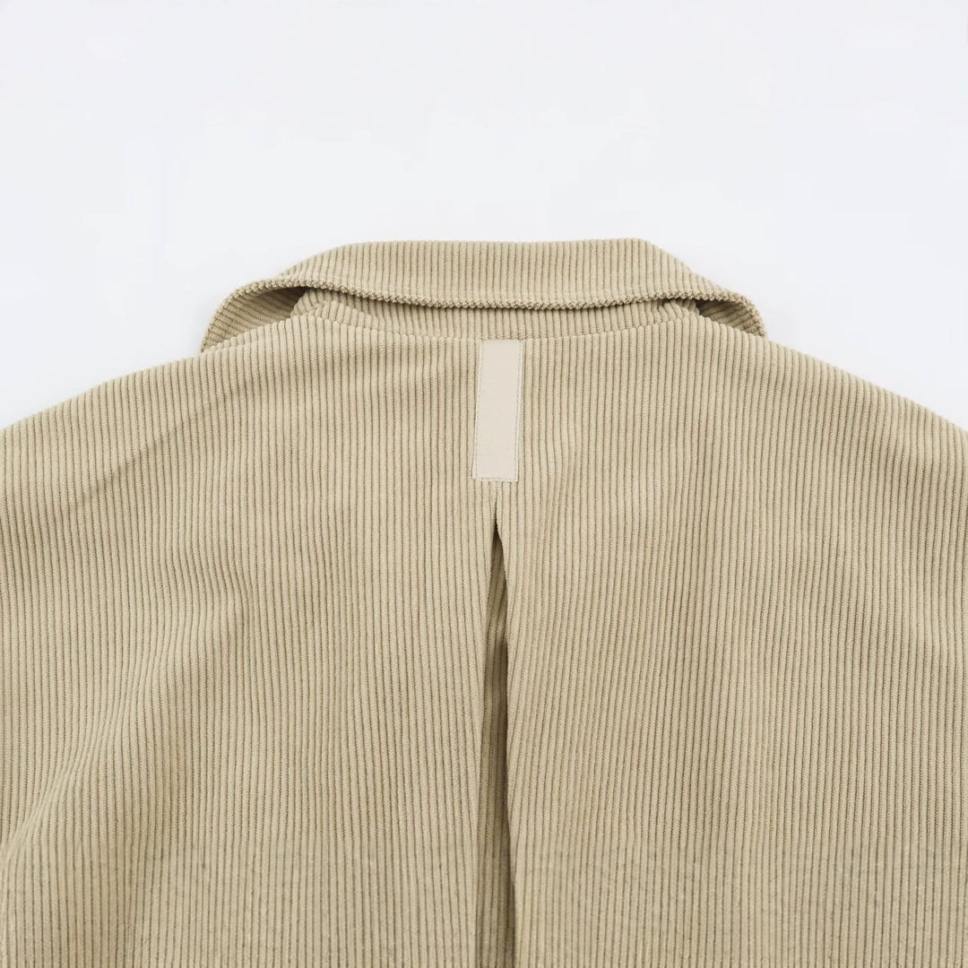 Damen Feincord-Jacke mit Taillengürtel und asymmetrischer Druckknopfleiste Shop Nory