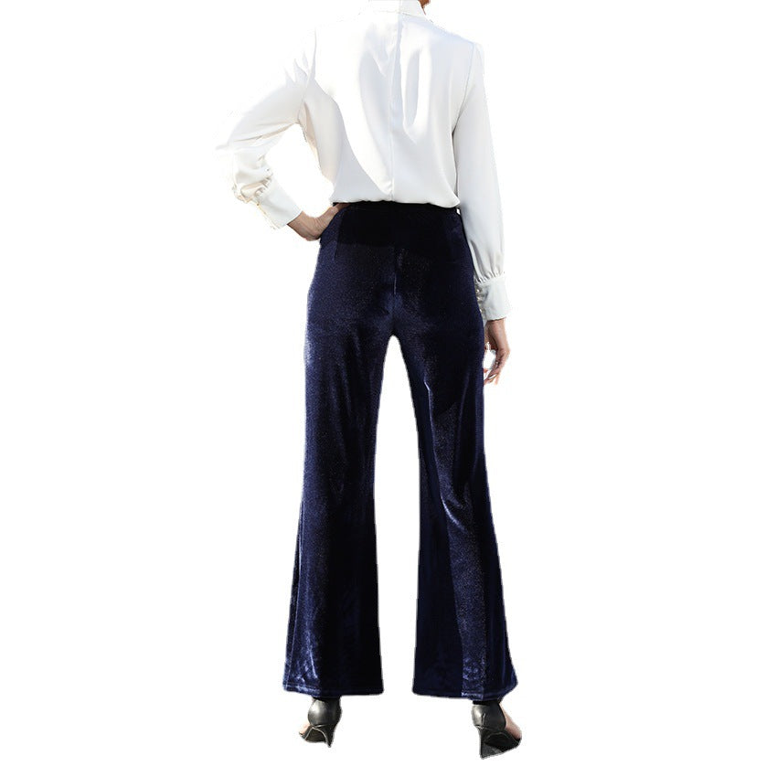 Damen Hochtaillierte Samtweite Hosen Shop Nory