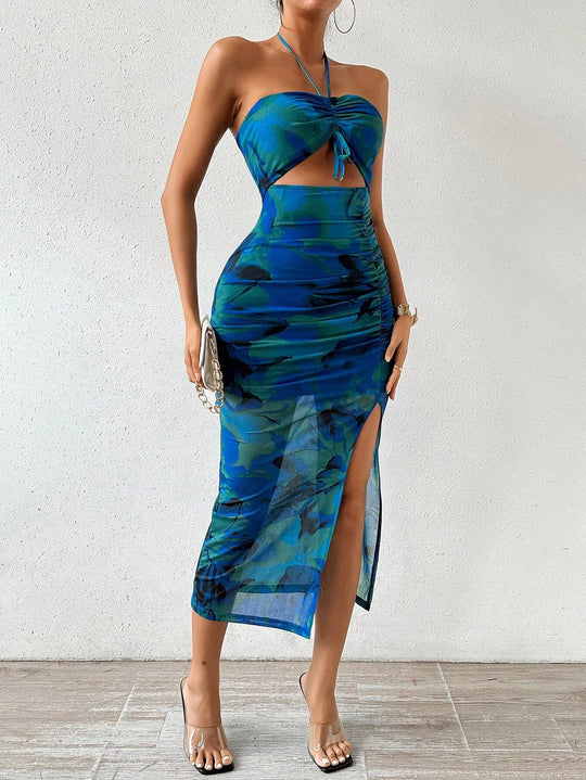 Damen Midikleid mit Cut-Outs, Neckholder und seitlichem Beinschlitz Shop Nory