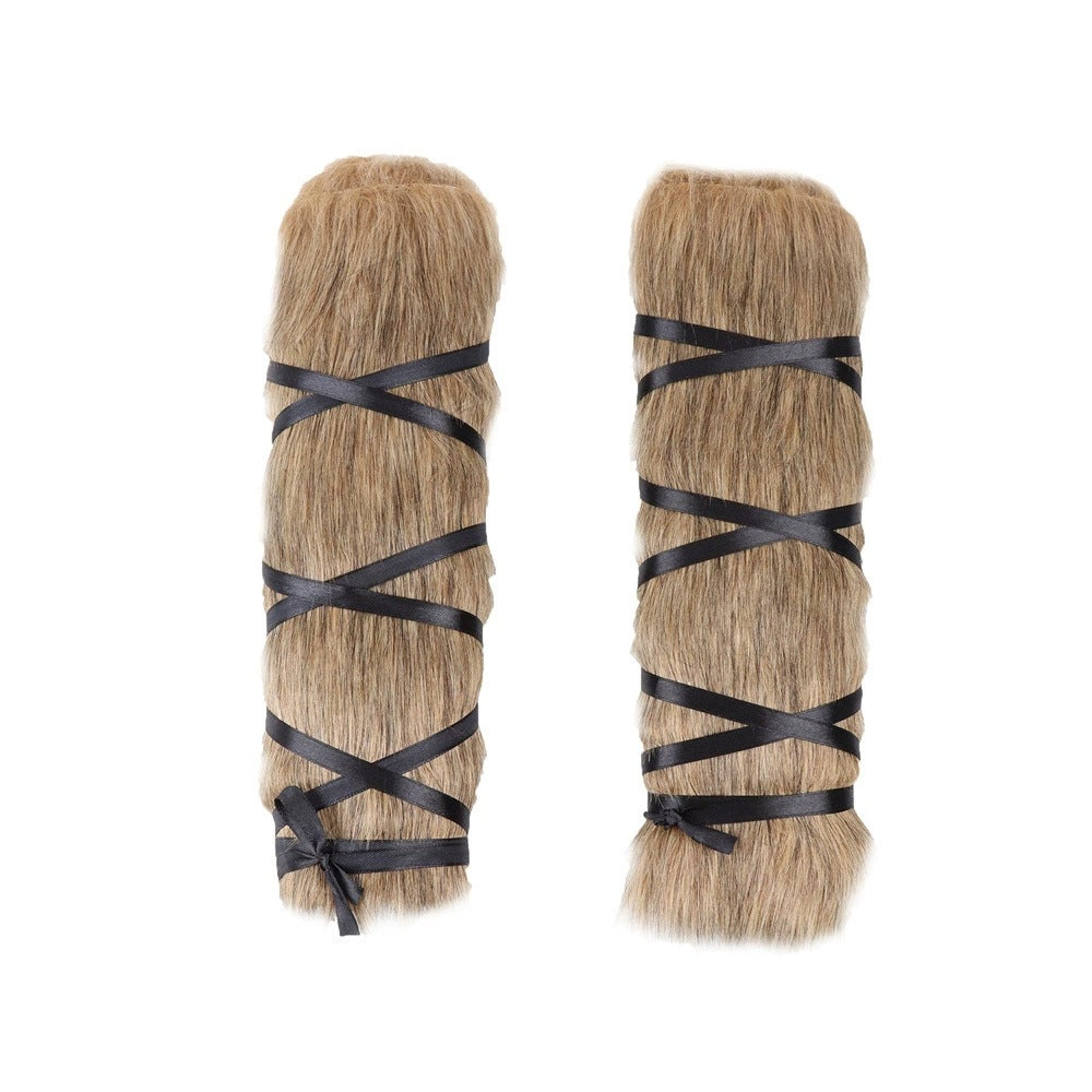 Herren Wikinger‑inspirierte Kunstpelz‑Armstulpen mit verstellbaren Wickelriemen Shop Nory