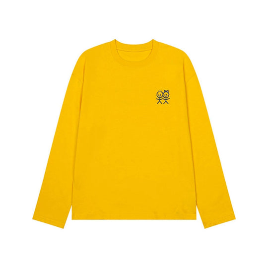 Unisex Langarm-Baumwollshirt mit minimalistischer Freundschafts-Stickerei Shop Nory