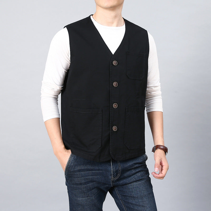 Herren Utility-Weste mit gestreiftem Innenfutter aus Baumwoll-Canvas Shop Nory