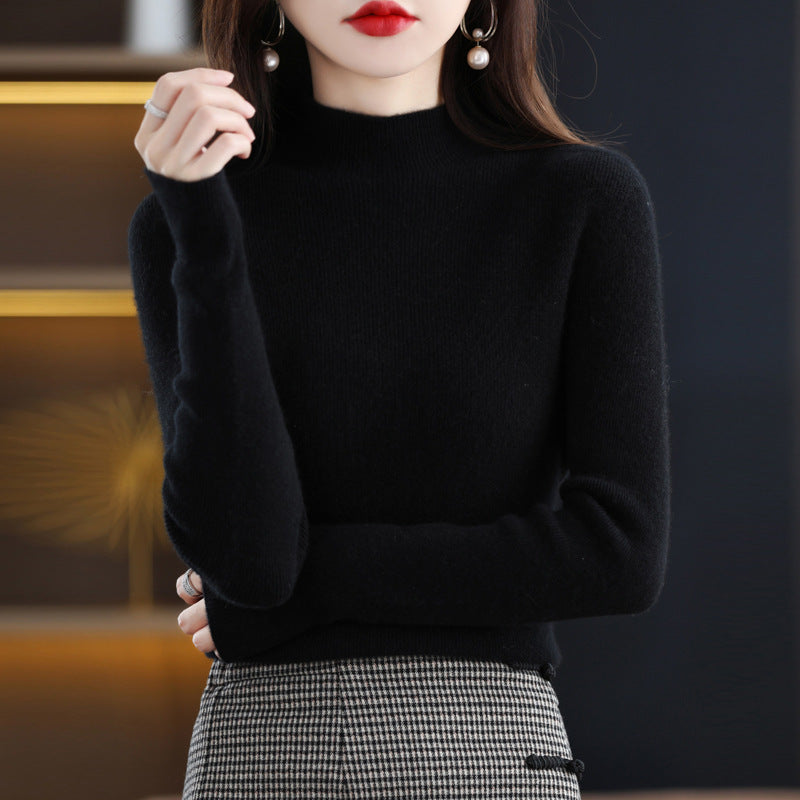 Damen Schmal geschnittener Mockneck-Pullover aus kaschmirähnlichem Feinstrick Shop Nory
