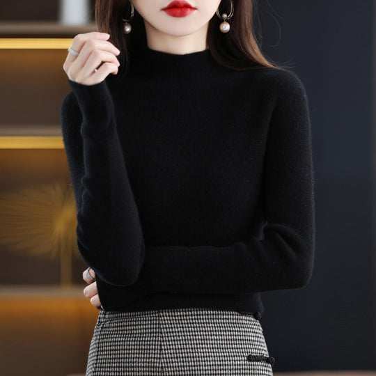 Damen Schmal geschnittener Mockneck-Pullover aus kaschmirähnlichem Feinstrick Shop Nory