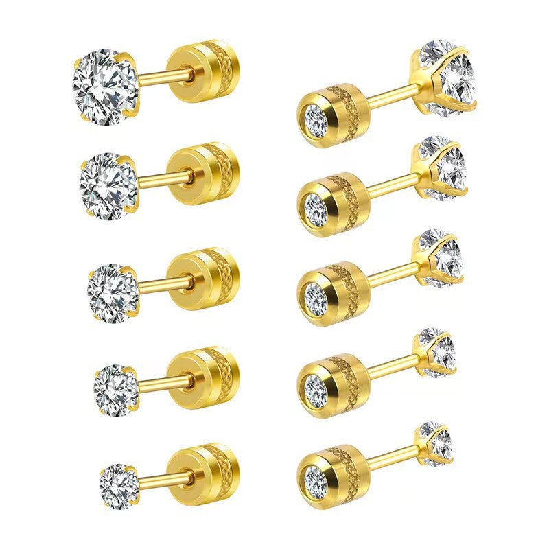 Kristall-Ohrstecker mit Zirkonia-Fassung und Schraubverschluss