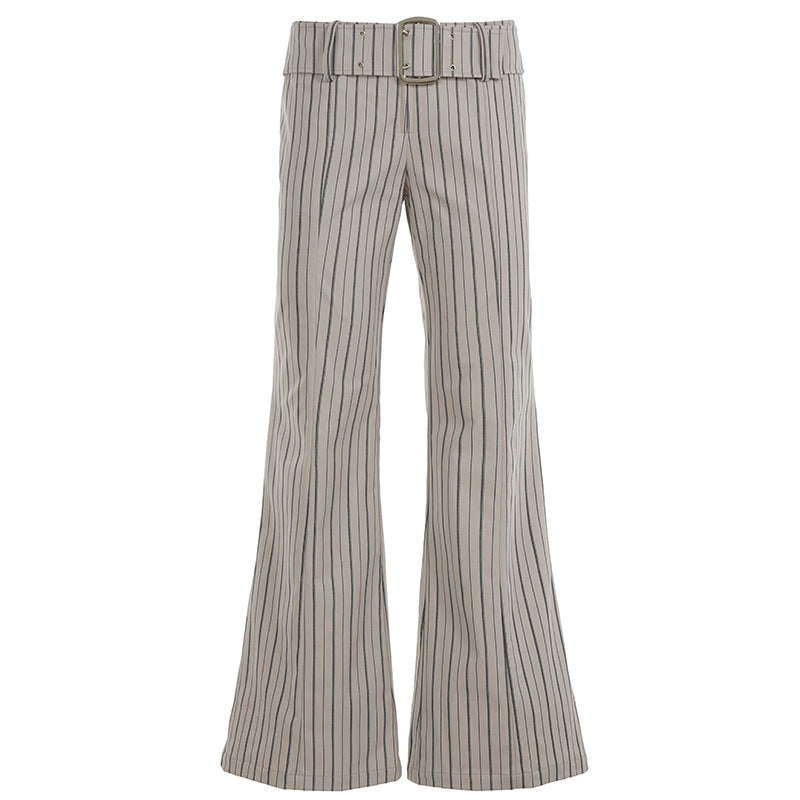 Damen nan taillierte Nadelstreifen Palazzo-Hose mit hohem Bund, Bügelfalte und weitem Bein Shop Nory