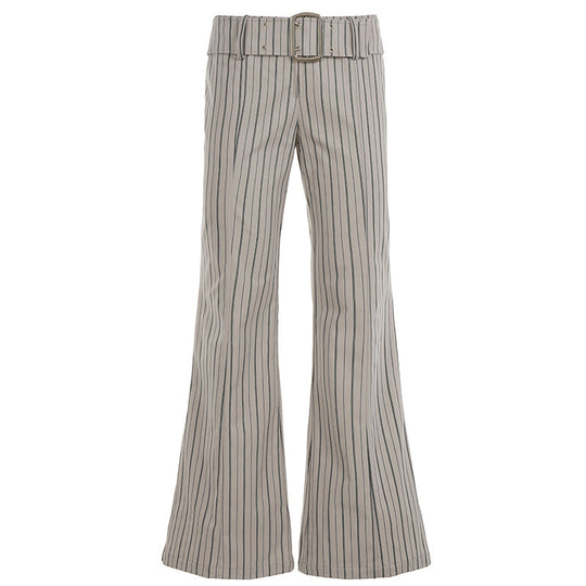 Damen nan taillierte Nadelstreifen Palazzo-Hose mit hohem Bund, Bügelfalte und weitem Bein Shop Nory