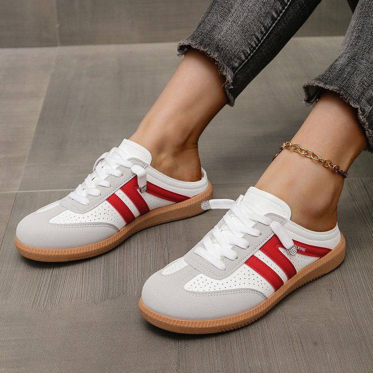 Damen Offene Sneaker‑Mules im Retro‑Tennisstil mit Gummisohle Shop Nory