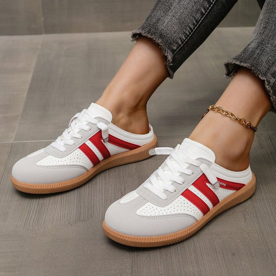 Damen Offene Sneaker‑Mules im Retro‑Tennisstil mit Gummisohle Shop Nory