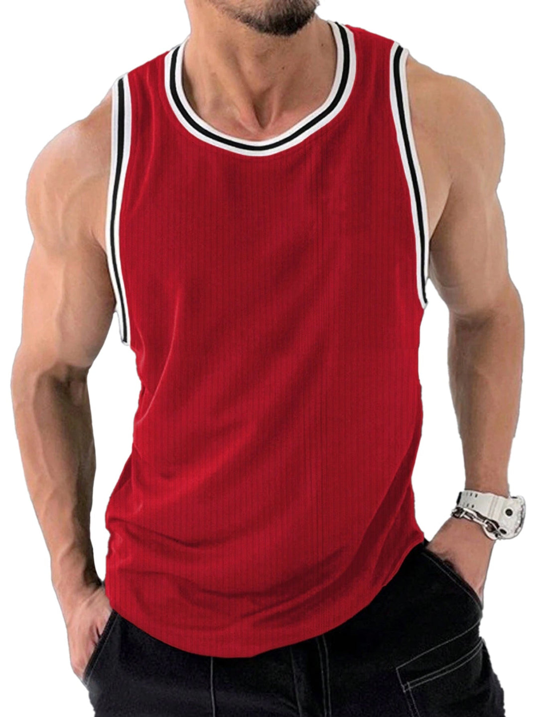 Herren Sportliches ärmelloses Tanktop mit atmungsaktivem Material und modernem Rippendesign