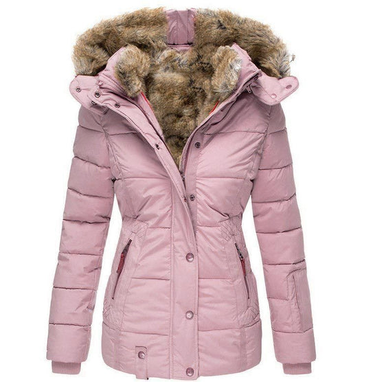 Damen Stepp-Parka mit tailliertem Schnitt und Kunstfellkapuze Shop Nory