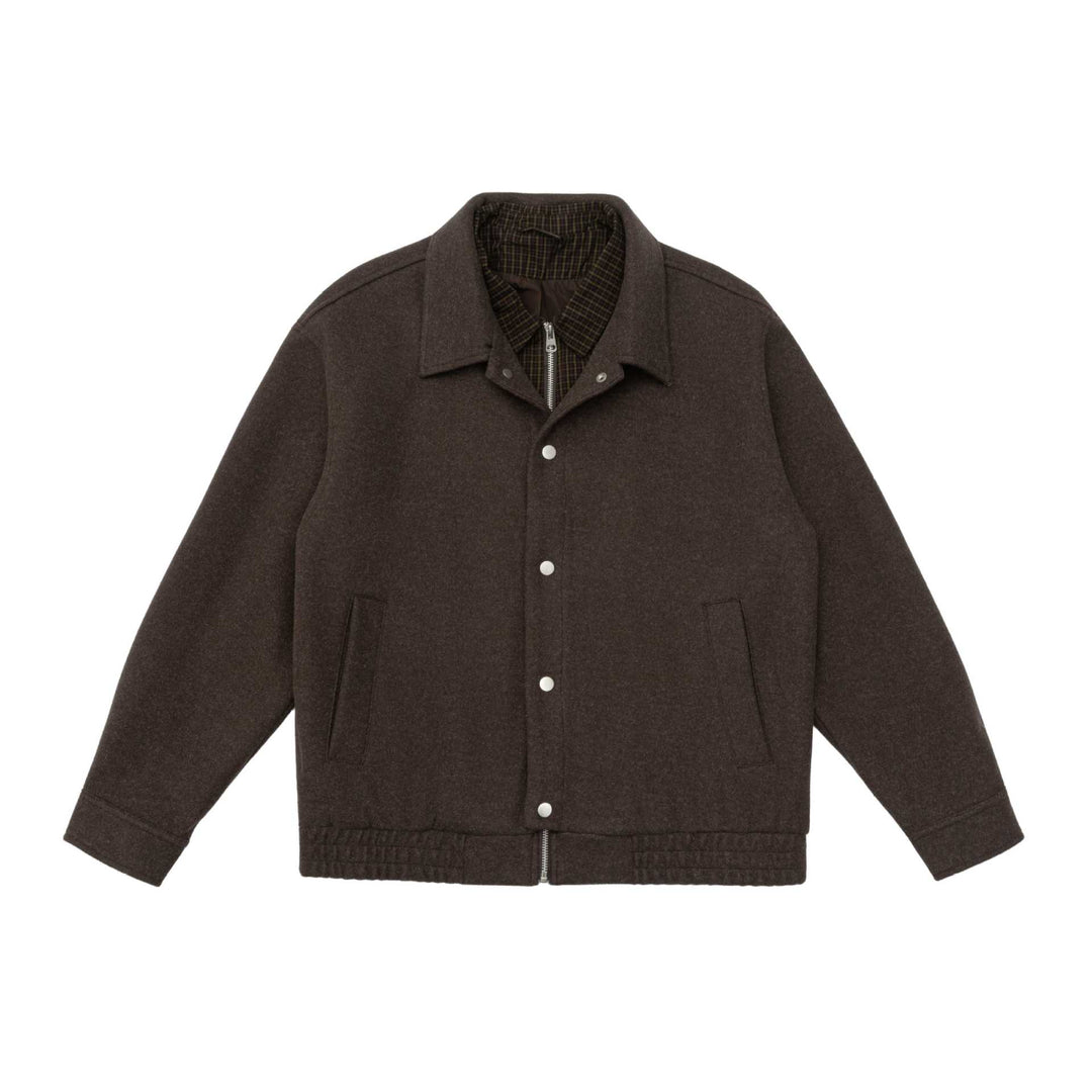 Herren Kurzblouson aus Wollmix mit kariert gefütterter Innenweste und Druckknopfblende Shop Nory