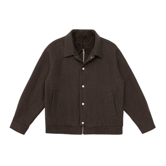 Herren Kurzblouson aus Wollmix mit kariert gefütterter Innenweste und Druckknopfblende Shop Nory