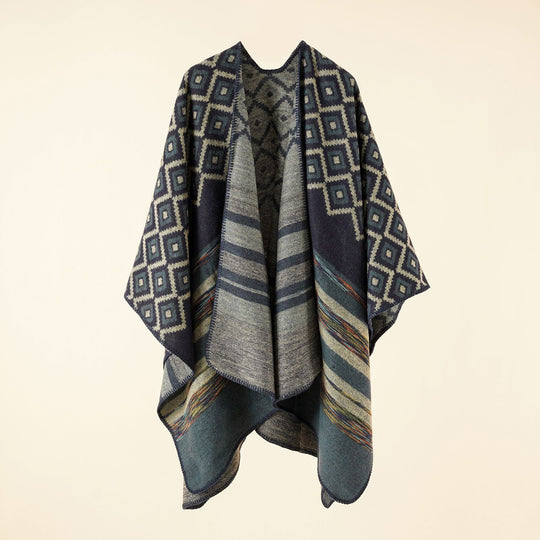Damen Jacquard-Überwurf mit geometrischem Quadratmuster und offener Front Shop Nory