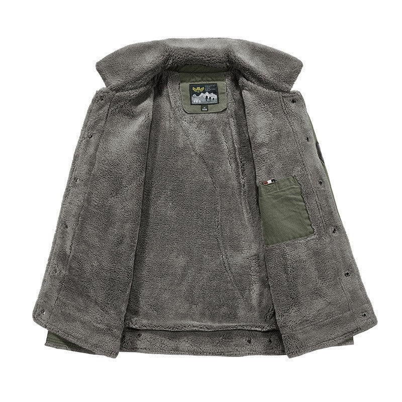 Herren Robust-Canvas-Fieldjacke mit Teddyfutter, Stehkragen und Utility-Taschen Shop Nory