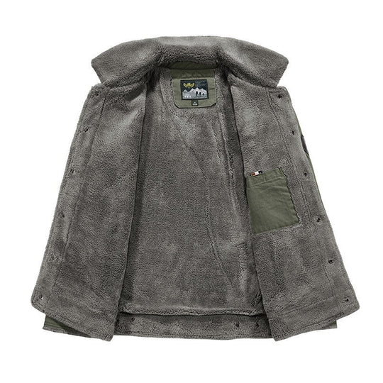 Herren Robust-Canvas-Fieldjacke mit Teddyfutter, Stehkragen und Utility-Taschen Shop Nory