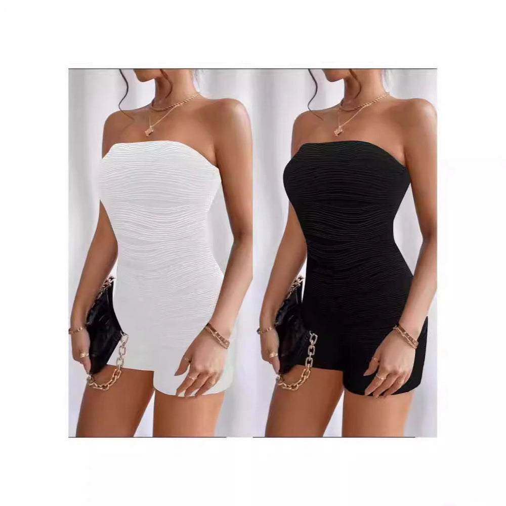 Damen ärmelloser Jumpsuit mit gerafftem Design