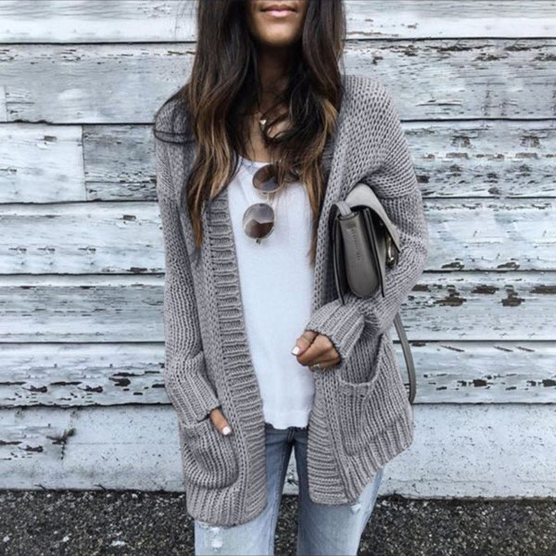 Damen Grobstrick-Cardigan mit lässigem Schnitt und praktischen Taschen