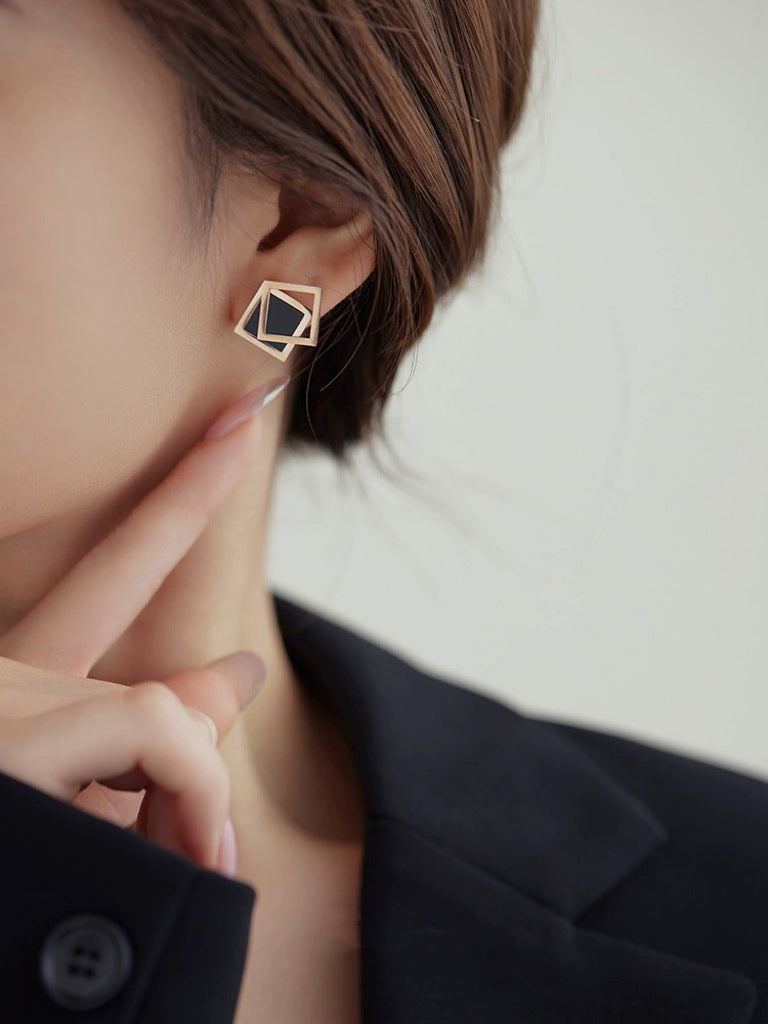 Damen Geometrische Schicht-Statement-Ohrringe Shop Nory