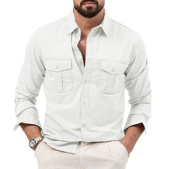 Herren Hemd mit Brusttaschen und Kentkragen, lässiger Regular-Fit aus Baumwollmix Shop Nory