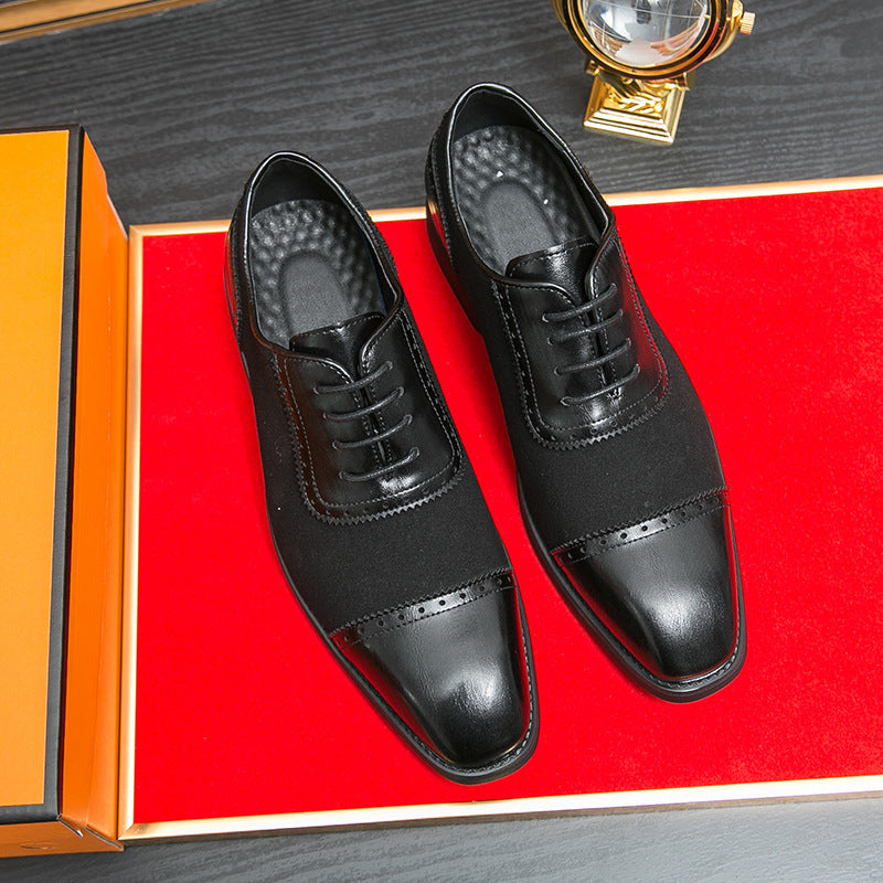 Herren elegante Oxford-Halbschuhe mit Kapzehen-Design, Leder-Textilmix und gepolstertem Komfortfußbett Shop Nory