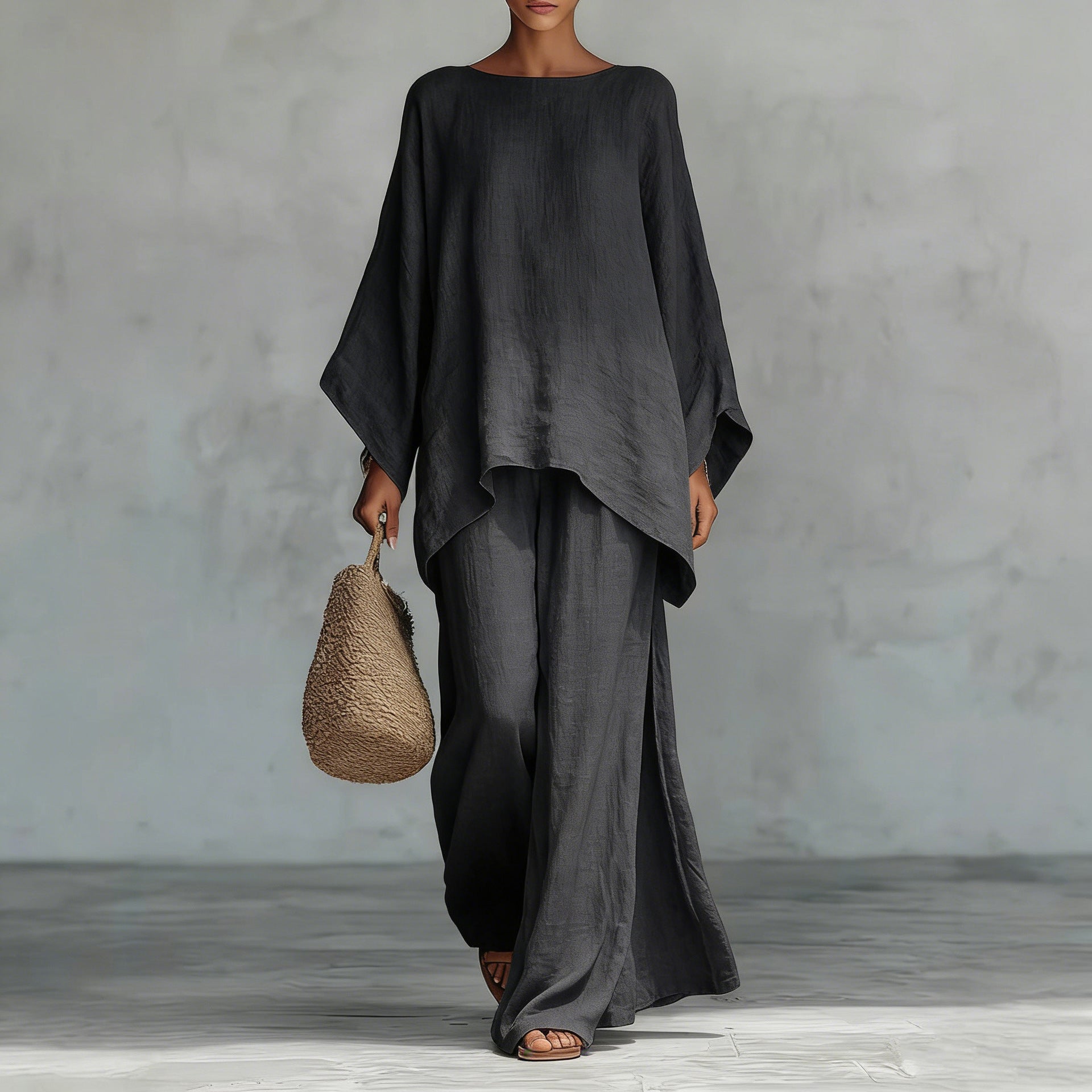 Damen luftiges Set aus weichem Stoff mit weitem Schnitt