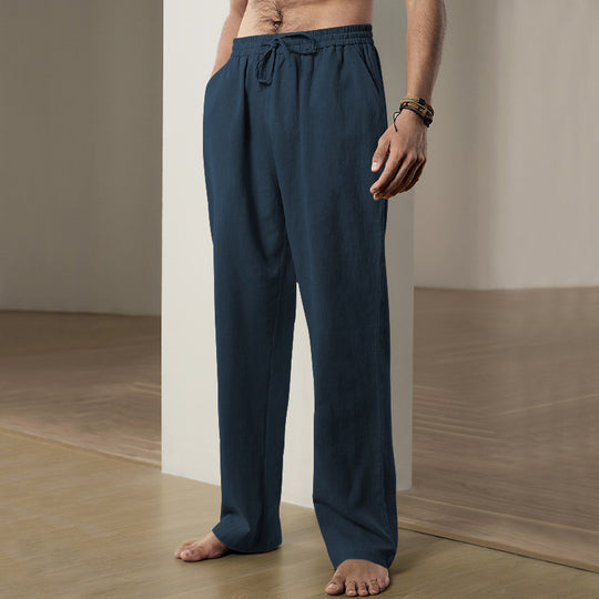 Herren nan leichte Relaxhose aus Leinenmix mit elastischem Tunnelzugbund und geradem Bein Shop Nory