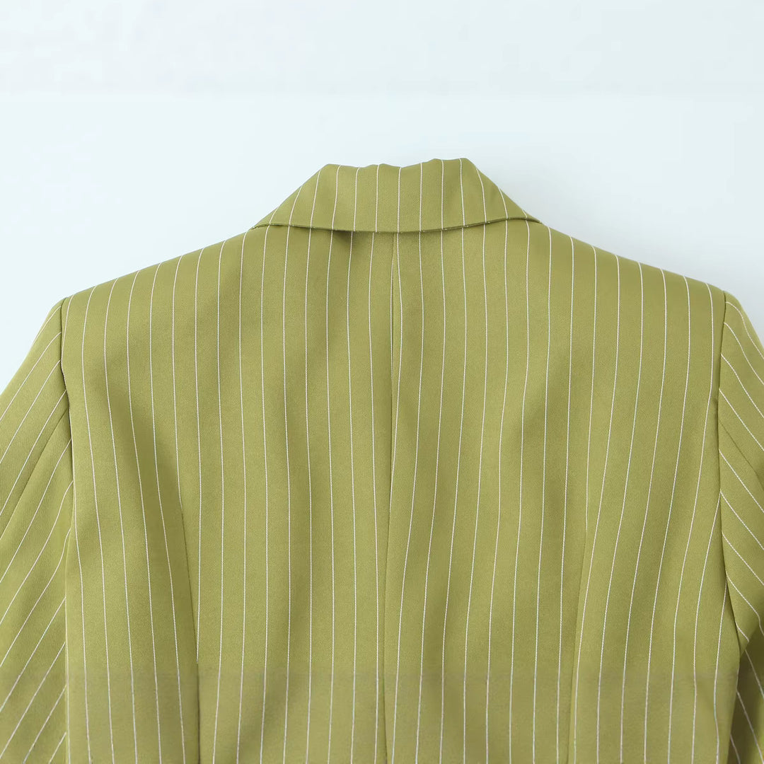Damen Taillierter Cropped-Blazer mit Bundgürtel und Nadelstreifen Shop Nory
