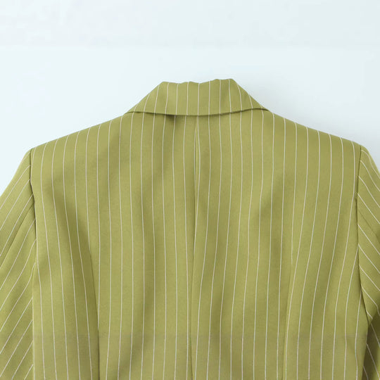 Damen Taillierter Cropped-Blazer mit Bundgürtel und Nadelstreifen Shop Nory