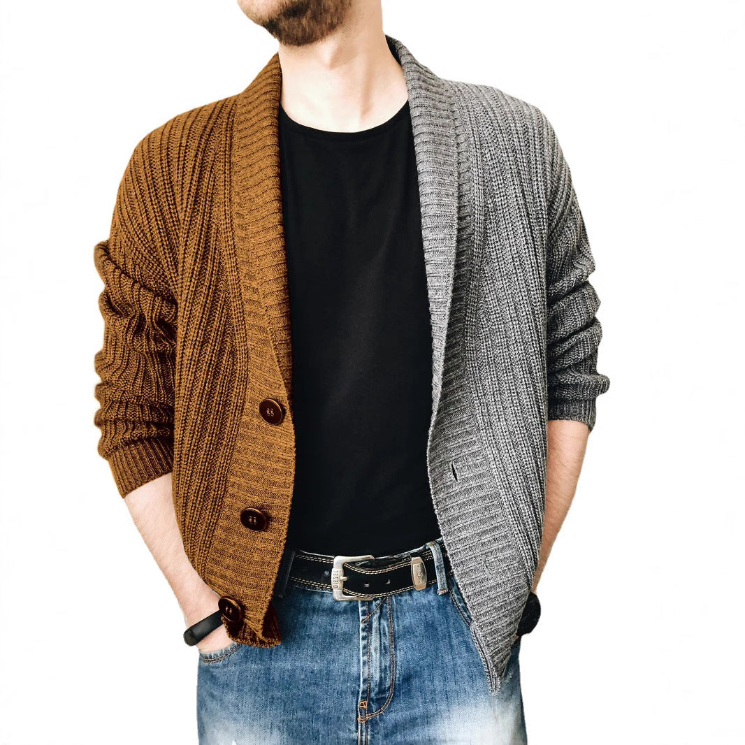 Herren Grobstrick-Cardigan mit Schalkragen, Rippstruktur und markanten Knöpfen Shop Nory