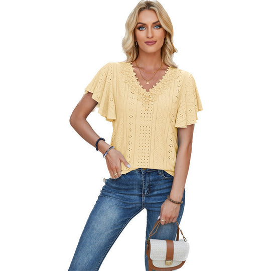 Damen Spitzenshirt mit Volants