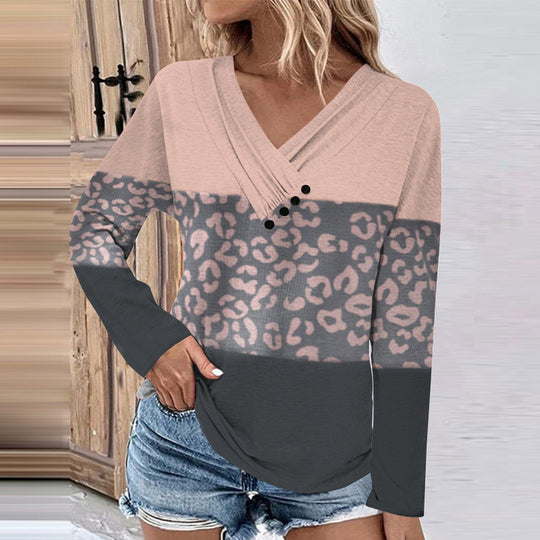 Damen Gerippter V-Ausschnitt Pullover mit Farbverlauf, Zierknöpfen und legerer Passform Shop Nory