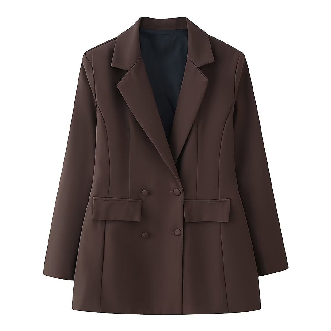 Damen taillierter Doppelreiher-Blazer mit Pattentaschen und Wiener Nähten Shop Nory