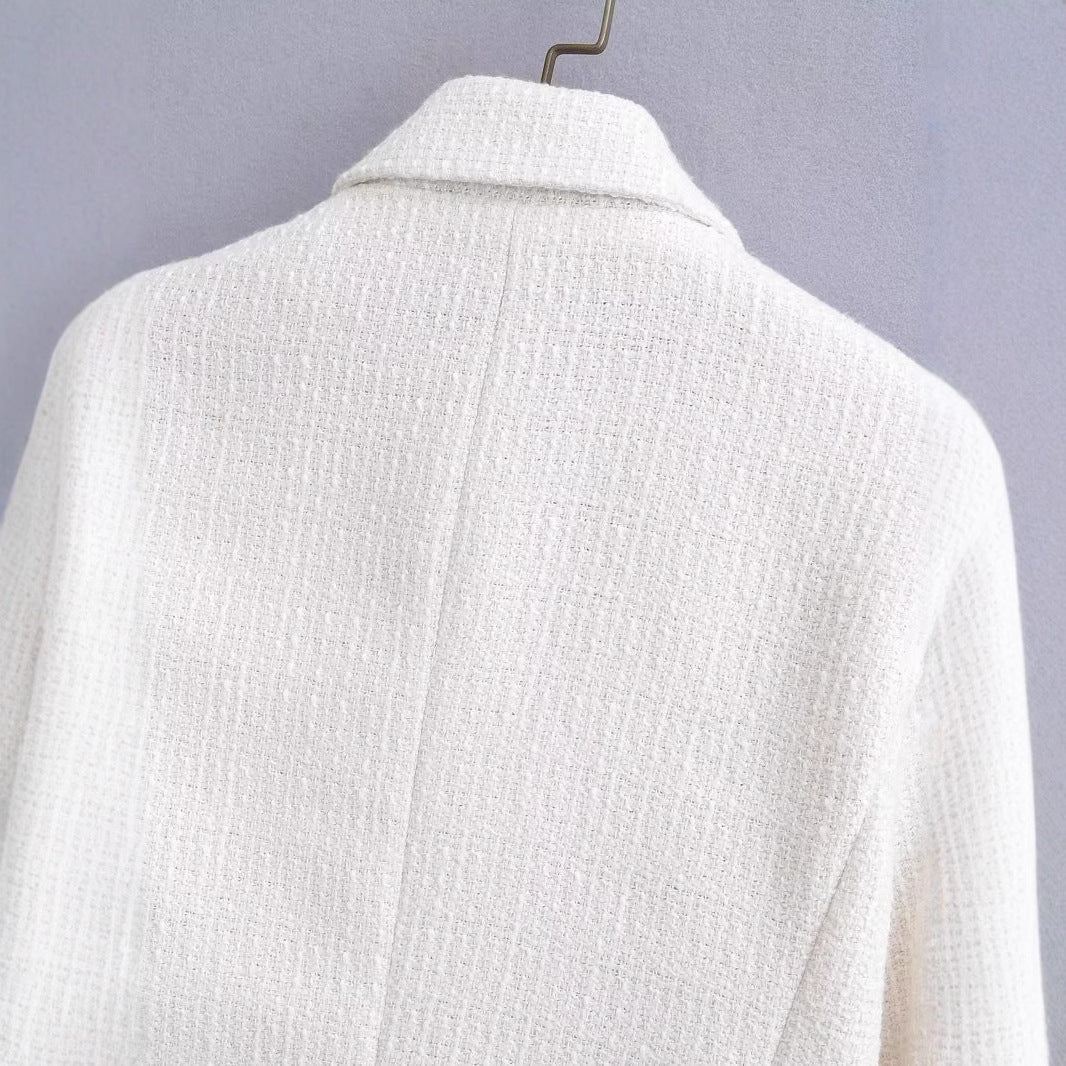 Damen Kurz geschnittener Bouclé-Blazer mit taillierter Silhouette und Doppelknopf Shop Nory