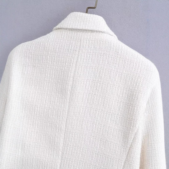 Damen Kurz geschnittener Bouclé-Blazer mit taillierter Silhouette und Doppelknopf Shop Nory