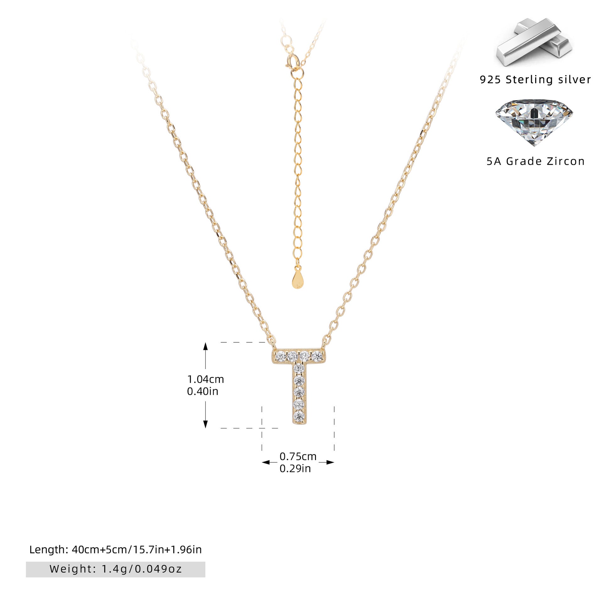 Damen Halskette mit Z-Anhänger und funkelnden Zirkonia Shop Nory