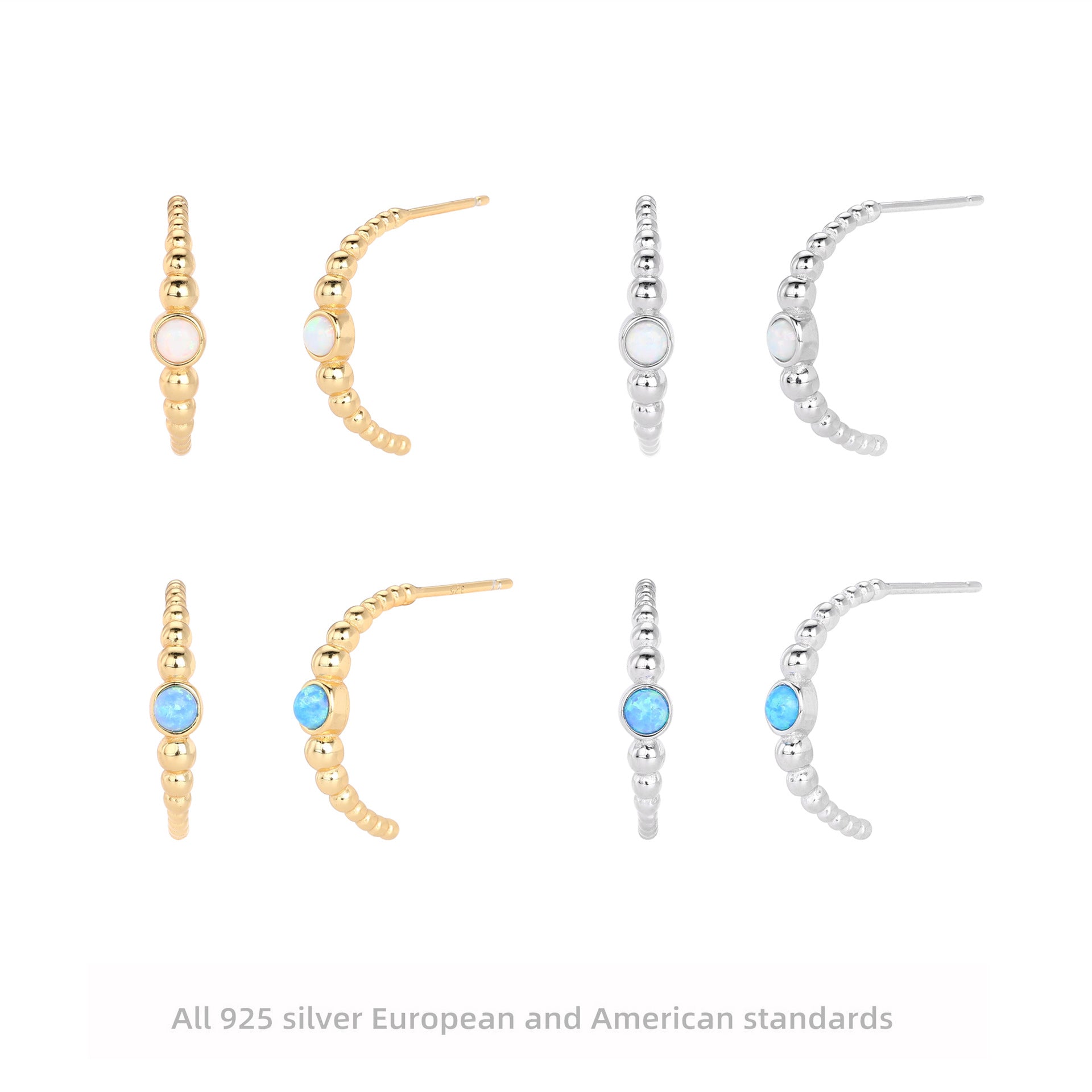 Damen Ohrringe mit funkelndem Opal und 925 Sterling Silber Shop Nory