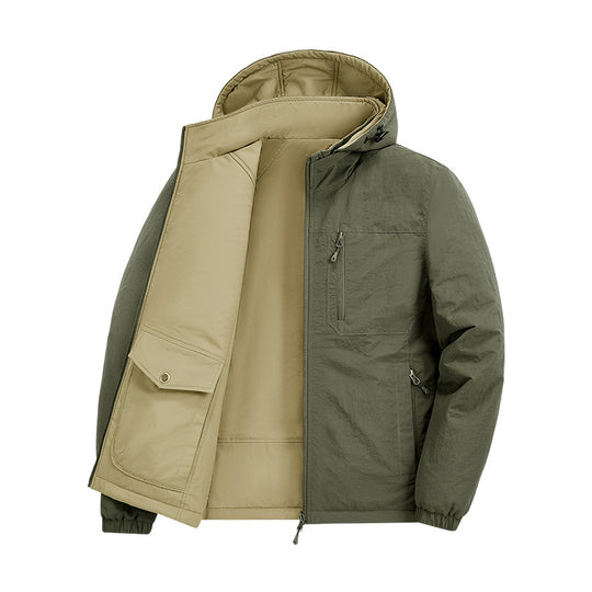 Herren Thermo-Fieldjacke mit Fleece-Innenfutter, Kapuze und Fronttaschen Shop Nory