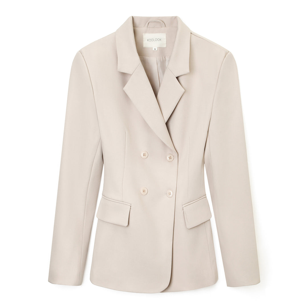 Damen Doppelreihiger taillierter Business‑Blazer mit Pattentaschen und fallendem Revers Shop Nory