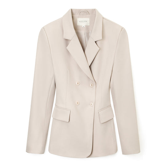 Damen Doppelreihiger taillierter Business‑Blazer mit Pattentaschen und fallendem Revers Shop Nory
